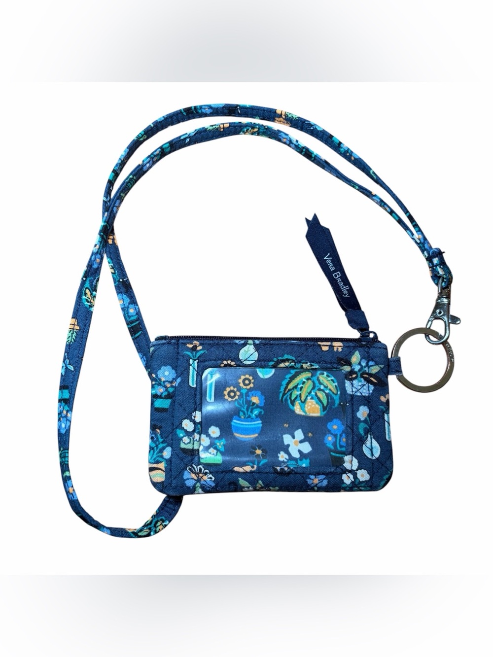 Vera Bradley Plants Zipper Pouch / ID Case with Key Ring and Lanyard